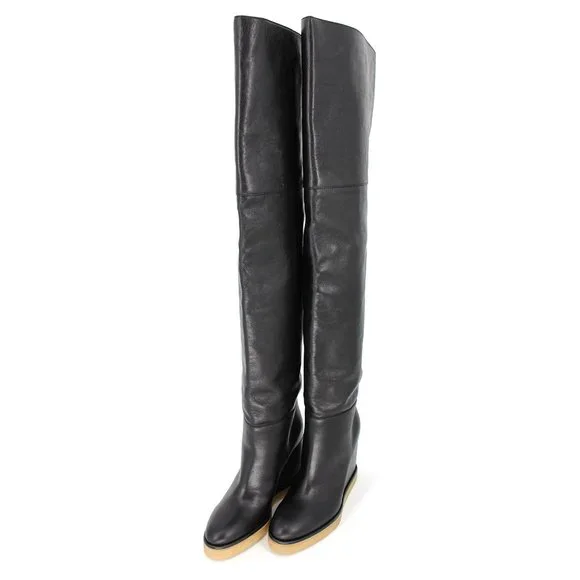 NEW Celine Manon Thigh High Wedge Boots Calfskin - Picture 2 of 7